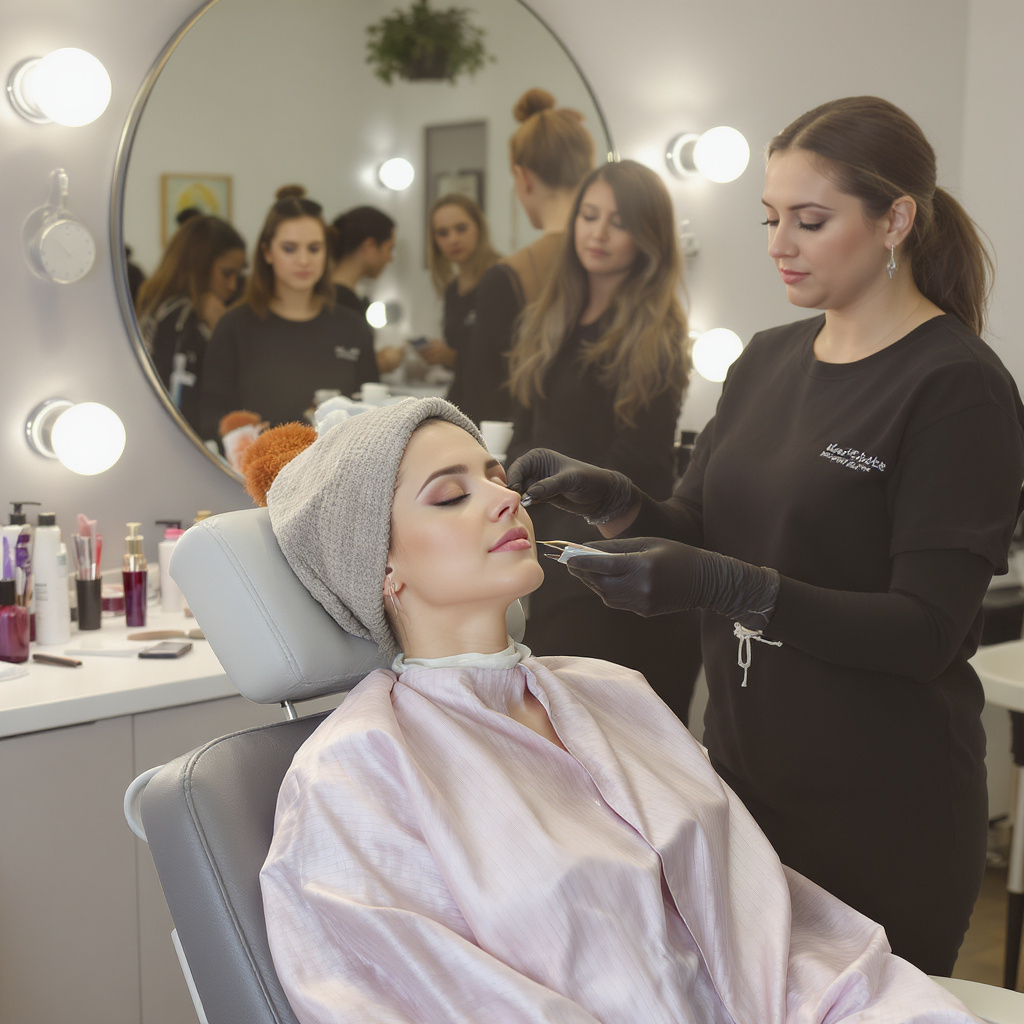 Woman getting facial treatment